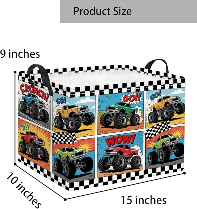 Rectangular Baby Kids Storage Basket for Home Kitchen Girls Cute Toy Storage Bin Organizer Shelf Book Room Decor(Truck)