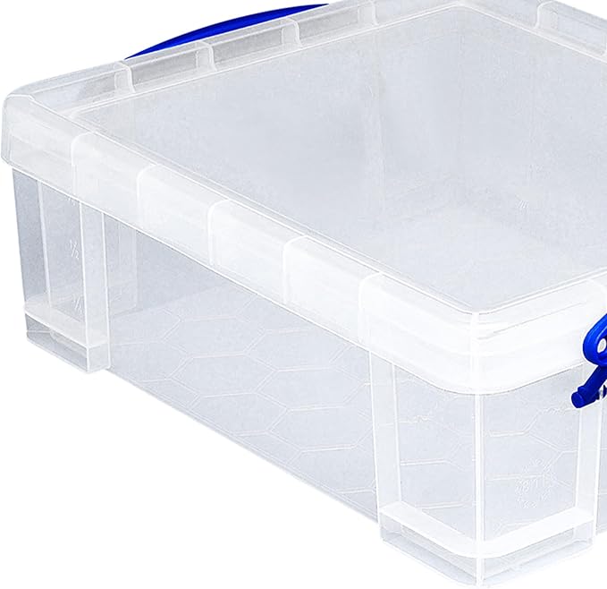 Really Useful Box 4 Pack Storage Bins, Clear Plastic Stackable Organizing Totes, 8.1 Liter