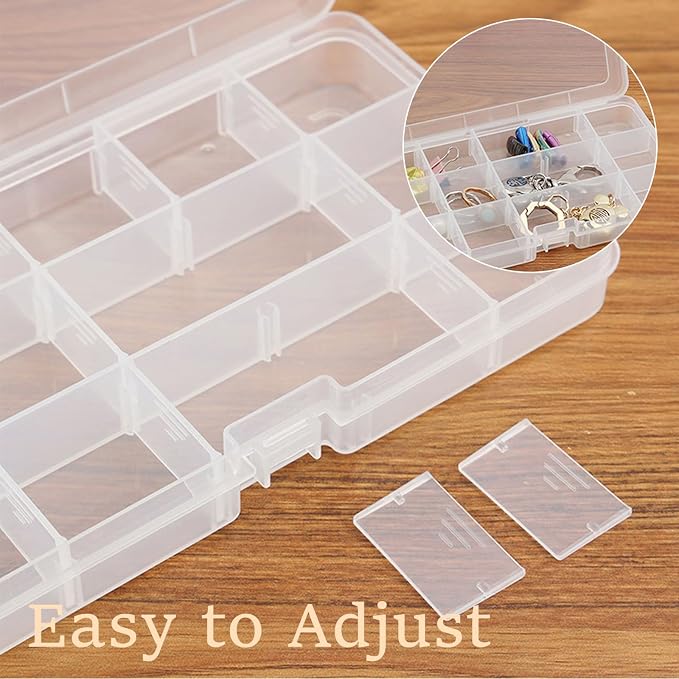 Moon Magpie 4PACK Extra Thick Bead Organizers, Mini Clear Plastic Storage Box Craft Containers for Nail jewelry rhinestones DIY Supply Case