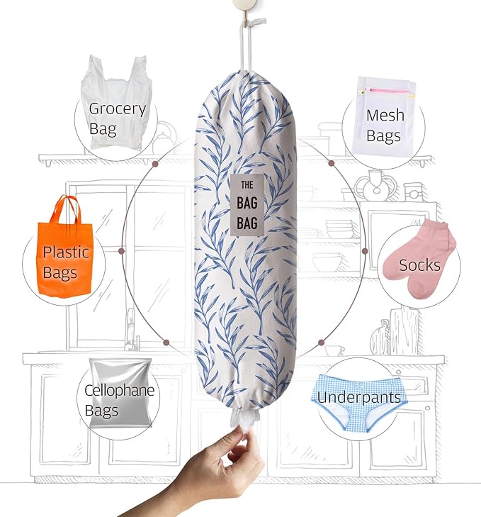 Tropical Leaves Grocery Bag Holder Storage,Cute Kitchen Plastic Bag Holder Organizer 23"x9"