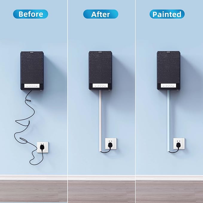 Yecaye 128in Mini Cord Hider for 1 Mini Wire, On-Wall Cord Cover Channel, Tape Wire Concealer, Cable Cover Cable Management for Home Office, W0.5in H0.31in, White