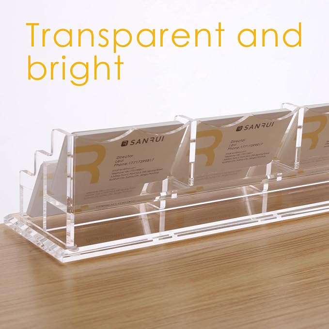 SANRUI Acrylic Business Card Display Holder for Desk, Clear Multiple Desktop Business Card Stand Organizer Storage, for Exhibition, Home, Office,2 Tier 6 Pocket, 360 Card Capacity