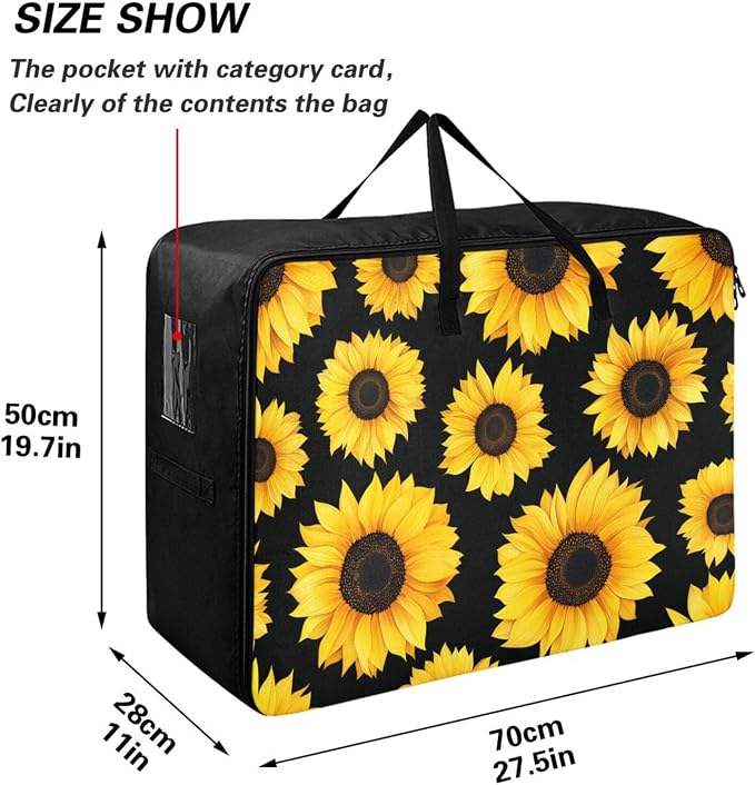 Blueangle Multipurpose Moisture Proof Foldable Sunflower Pattern Storage Bag for Clothes Comforter Quilt Bedspread Pillow Blanket (100L)