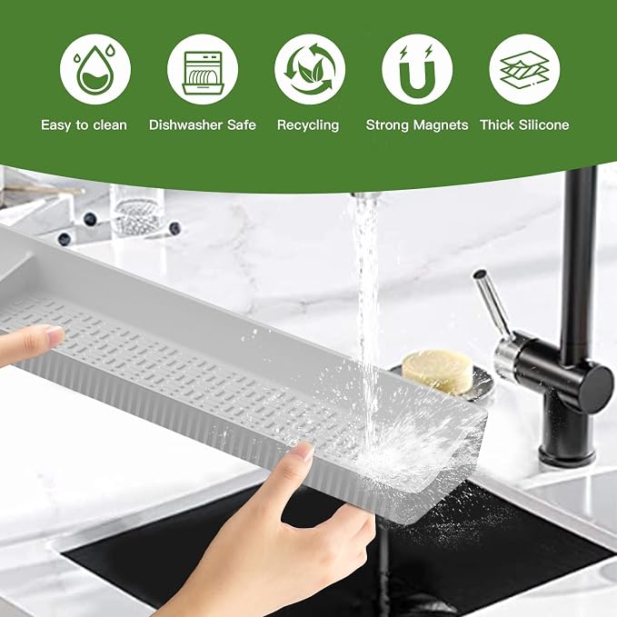 30 Inch Silicone Stove Top Shelf Magnetic for Kitchen, Strong Magnetic Heat Resistant Spice Rack Organizer for Over Stove Oven (White)