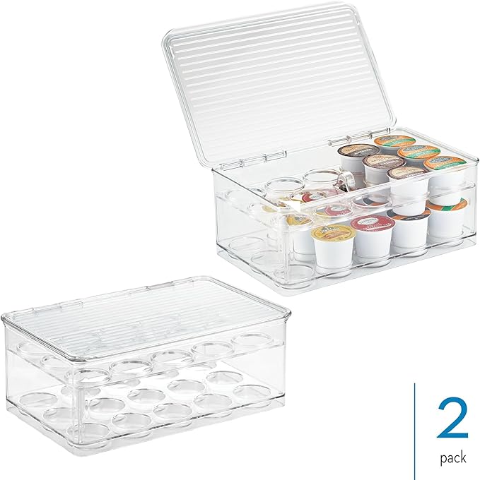 iDesign Stackable Coffee Pod Holder for K-Cup Pods, Set of 2, Clear | 29 K-Cup Capacity