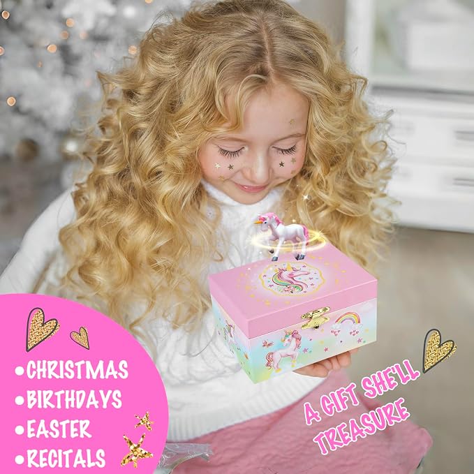 Musical Jewelry Box for Girls- Glitter Storage Box and Jewelry Set- Gifts for Girls, The Unicorn Song - by The Irish Rovers, Unicorn Toys
