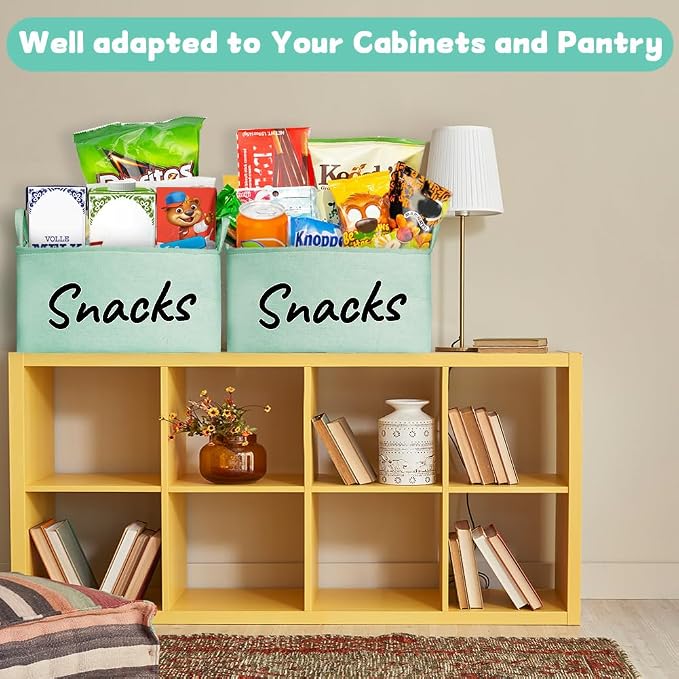 Snack Organizer Basket for Home Office: Snack Bin for Pantry (Green)