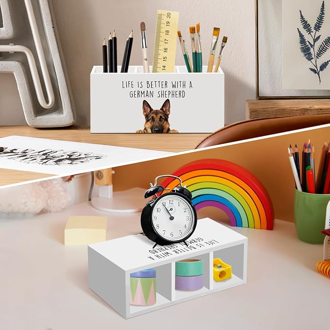 German Shepherd Dog Gifts Pen Pencil Holder for Desk, Funny Dog Lovers Gift Office Desk Accessories, Life Is Better with a German Shepherd Toothbrush Pen Holders Organizer for Bathroom Decor