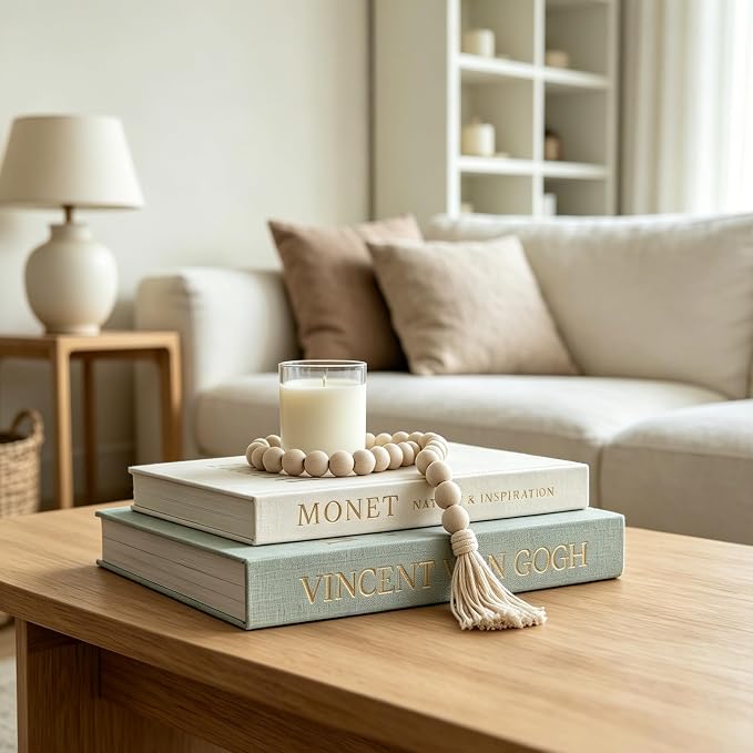 pipi&titi Neutral Linen Faux Decorative Books For Home Decor（Set of 2） | Stackable Fake Books for Coffee Table, shelf, entryway or Bedside ｜Hidden Storage Box for Remote , Photo & Tickets