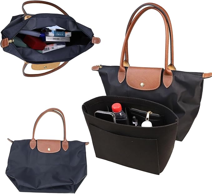 Lckaey Purse Organizer Insert for Le Pliage Neo Handbags women Felt Insert Organizer1012black-M