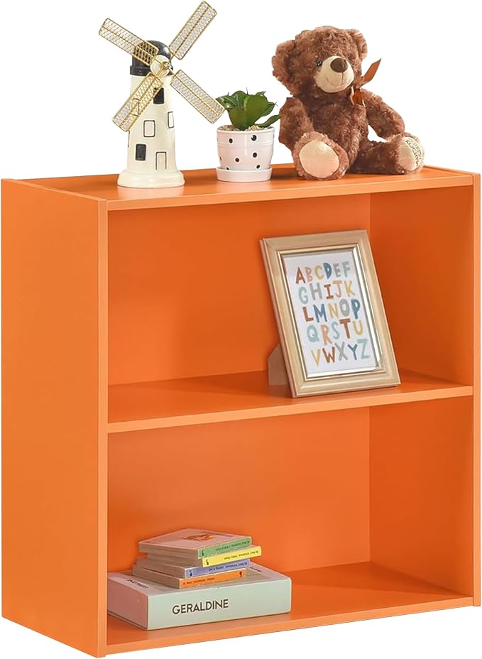 KB Designs - Tony 2-Tier Modern Bookcase with Open Storage Shelves for Kids’ Rooms, Playrooms, or Home Offices – Compact Colorful Bookshelf Organizer