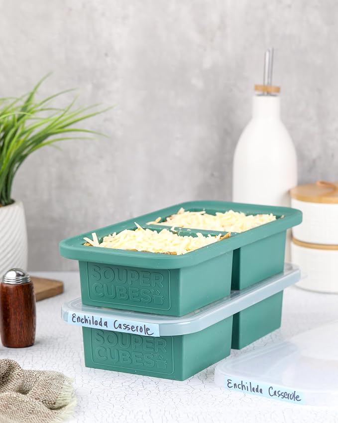 Souper Cubes 2 Cup Silicone Freezer Molds, Kale, 2-Pack | 100% Platinum-Cured Silicone Freezer Cubes, Oven and Microwave Safe, Perfect for Freezing Lasagna, Casseroles and More