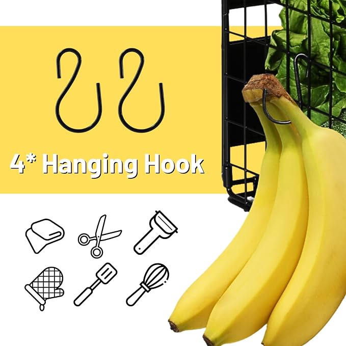 2 Set Magnetic Shelf for Fridge , Fruit Potato & Onion Storage Bins, Pantry Organizers & Storage, Large Container Magnetic Basket for Refrigerator, Kitchen Counter, Cabinet, Magnetic Fridge Organizer