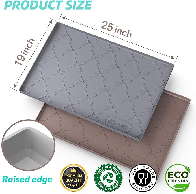 SIKADEER 25" x 19" Under Sink Mat Waterproof, Silicone Mat Kitchen Drawer Shelf and Cabinet Liner, Sink Protector for Kitchen Organizers and Storage, Boot Tray Pet Food Mats