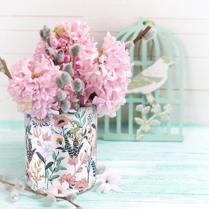 Large Capacity Floral Pen Holder for Desk, Leather Pencil Holder Pen Cup Marker Holder Makeup Brush Holder, Desk Accessories & Workspace Organizers for Home, Office, White Flower