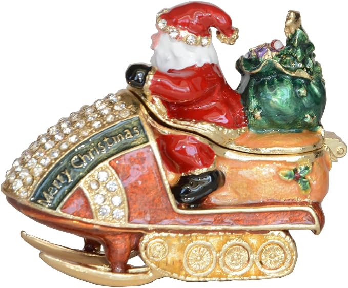 Christmas Ornament Trinket Box Jewelry Box Hand Painted Decorative Box with Hinged Lid Ring Earring Holder Holiday Figurine Collectible