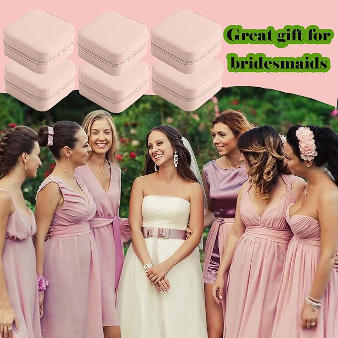 Travel Jewelry Case Bridesmaid Gifts Box,12 Pack Small Jewelry Box Mini Jewelry Organizer,PU Leather Portable Earring Storage Box for Women Girls Bridesmaid Proposal Gifts