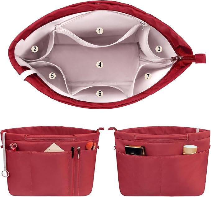 Vercord Purse Insert Organizers for Tote Handbag Bag in Bag with Zipper Liner Bag Organizer for Women 14 pockets
