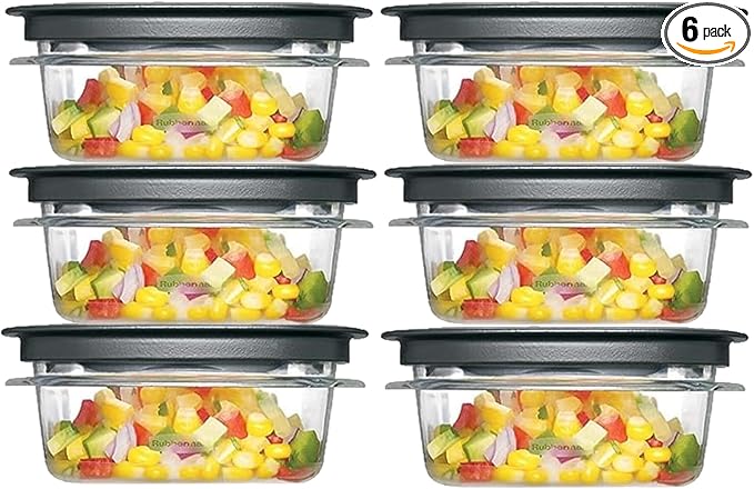 Rubber maid Premier, 1.25 Cup Premier Flex & Seal Food Storage Set, 6 Tritan Containers, 6 Grey Flex and Seal Lids, 12 Piece Bundle Set Bundle