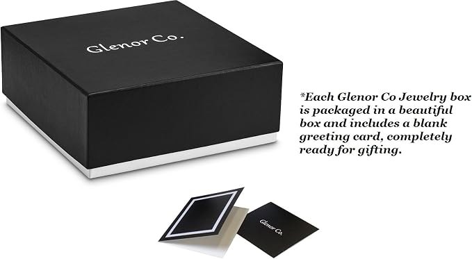 Glenor Co Earring Organizer Tray - 4 Stackable Trays with Lid -45 Slot Classic Jewelry Storage Display Case for Drawer or Dresser - Holder for Earring Ring Necklace or Cufflinks - Large Mirror - Black