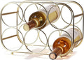 Countertop Wine Rack - 6 Bottle Freestanding Modern Gold Metal Small Wine Rack - Tabletop Wine Holder Stand for Cabinet, Pantry, Wine Bottle Storage