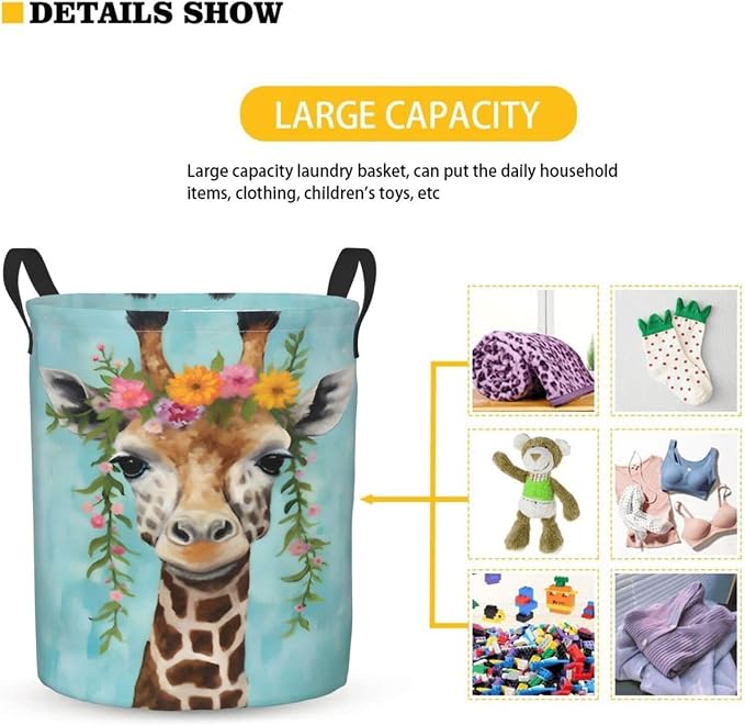 Graffe Laundry Basket,Laundry Hamper,Collapsible Storage Bin, Oxford Fabric Clothes Baskets,Nursery Hamper For Home,Office,Dorm,Gift Basket