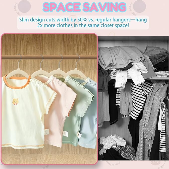 Baby Hangers 11.6 Inch Kids Velvet Non Slip CoatHangers 30 Pack Toddler Hangers Space Saving ClosetOrganizer for Toddler Infant Children Clothing (Beige Velvet)