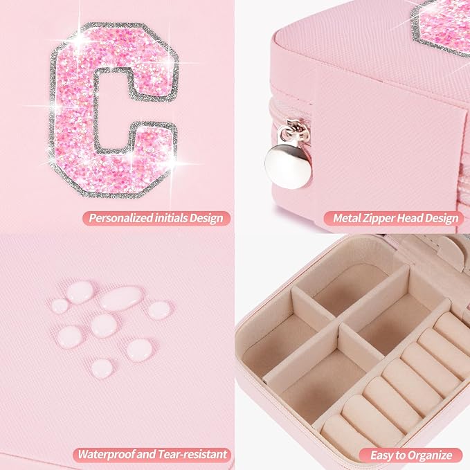 Uygafly Gifts for Teen Girl Trendy Stuff,Birthday Gift for 5 6 7 8 9 10 11 12 13 14 15 Year Old Girls,Cute Travel Jewelry Case Small Box | Pink,C