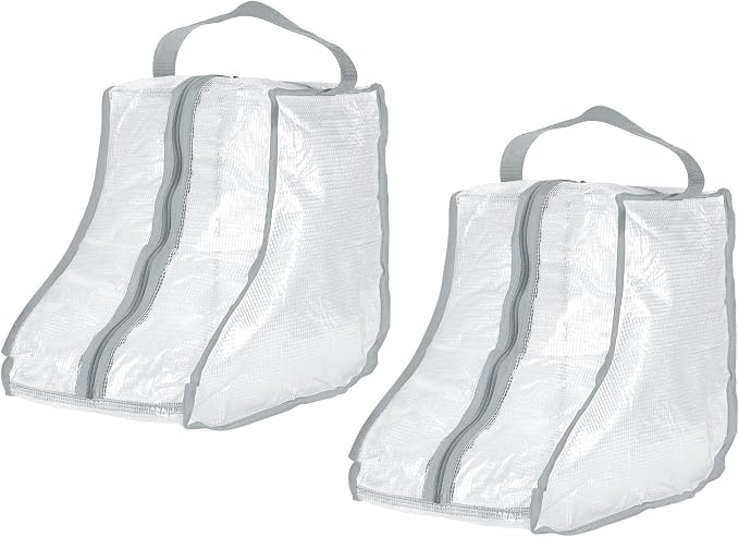 uxcell 2Pack Boot Storage Bag Portable, PVC Shoe Storage Bag with Zipper Clear Boots Cover Protector Bag for Short Boots and Short Boots Storage Travel and Daily Use, Gray Tall