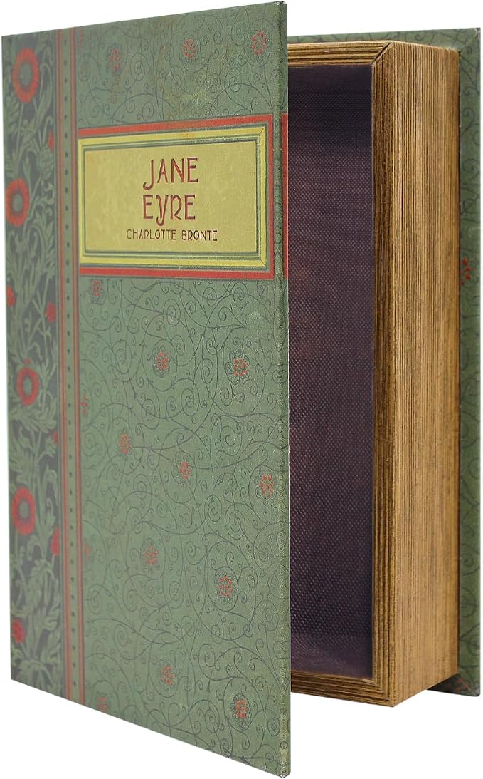 PACOLO Decorative Book Boxes, Faux Wood cover Storage for Hidden Jewelry, Money, and Cash (Jane Eyre)