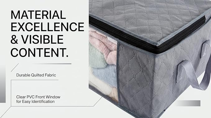 Storage Clothes Bins Closet Bags - 35L Containers Organizer Boxes Clothing Bin Organization for Organizing Blanket Pillow Sheet Sweater, Foldable Bedroom Small Storage Totes With Lids Zipper, 6pc Pack