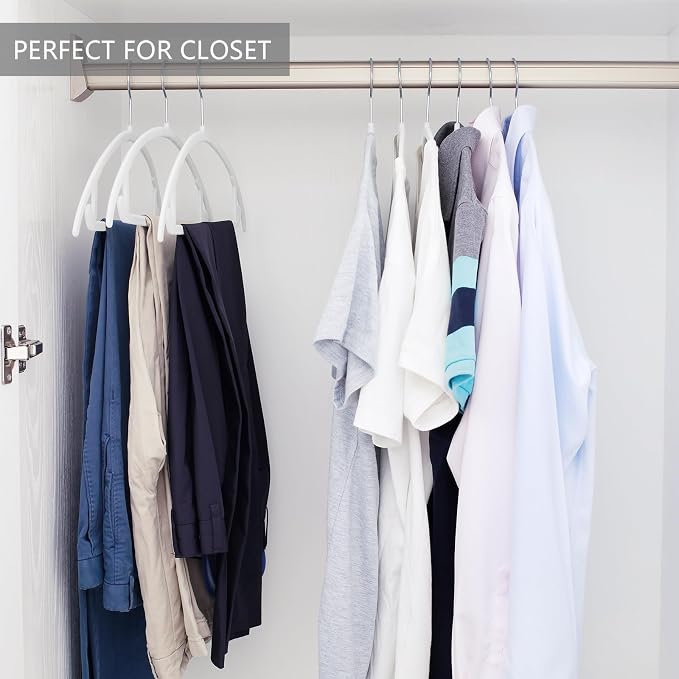 MIZGI Premium Velvet Hangers 60 Pack Heavyduty- Non Slip No Shoulder Bump Suit Hanger - Chrome Hooks,Space Saving Clothes Rounded Shape for Coat,Sweater,Jackets,Pants