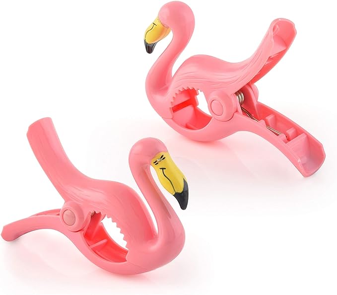 O2COOL BocaClips Beach Towel Clips for Chairs Patio & Pool Flamingo 2pk | Yes