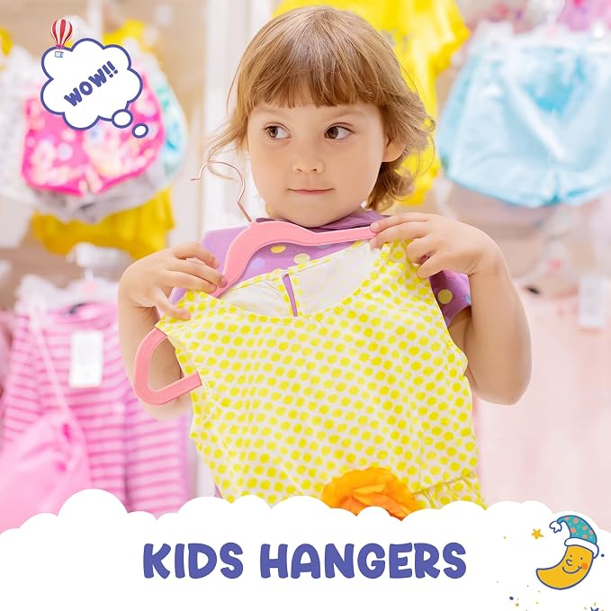 HOUSE DAY Velvet Kids Hangers 120 Pack, Premium Children Hangers for Closet, Slim Cute Clothes Hanger, Non Slip Kid Felt Hanger 14 Inch, Small Size for Toddler Clothes, Blush Pink