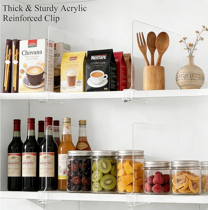 Acrylic Purse Organizer for Closet Shelf Dividers Organization Enthusiasts | Sturdy Shelf Dividers Closet Organizers for Clothes Towel Handbag - Clear Separators for Home Kitchen Office Space Saver