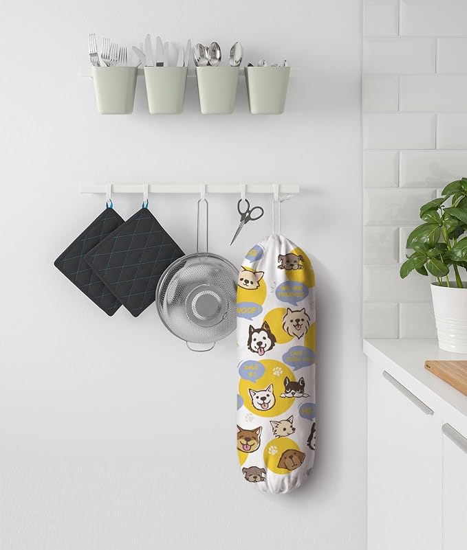 Dogs Plastic Bag Holder,Grocery Shopping Bags Storage Organizer Keeper,Dogs Lover Gifts 23" x 9"
