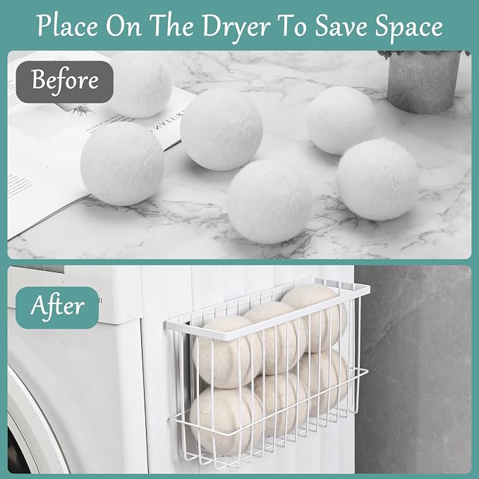 Magnetic Dryer Ball Holder, Lint Bin For Laundry Room, Wool Dryer Ball Storage Container Organizer, Metal Magnetic Laundry Organizer, Magnetic Basket, Laundry Room Organization And Storage
