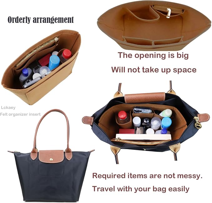 Lckaey Purse Organizer Insert for Longchamp Le Pliage Neo Handbags Insert Organizer 1012camel-L