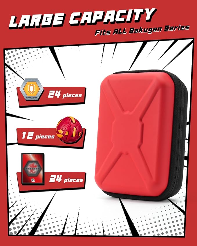 SQERO Case Compatible with 12 Bakugan Figures, BakuCores and Armored Alliance, Geogan Rising Battle Action Figure, Toy Organizer Storage Case for Bakugan and Accessories(Only Case)