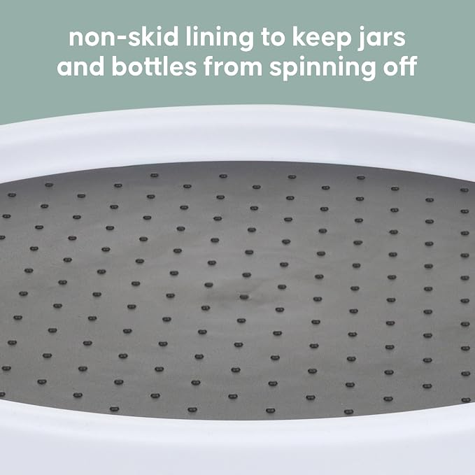 Kitchen Spaces Two-Tier Lazy Susan Organizer, Cabinet Turntable Shelf Storage for Kitchen and Pantry Items, Great for Spices or Condiments, Non-Skid, Sturdy with Full Spin, White