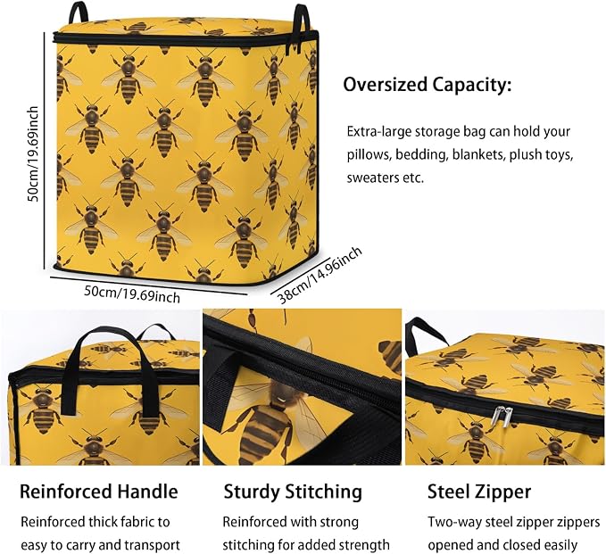 2pcs blanket storage bag for under bed,closet organizers 95L | quilt duvet sweater sheet bedding pillow clothes storage for closet,dorm moving essentials containers with portable handles
