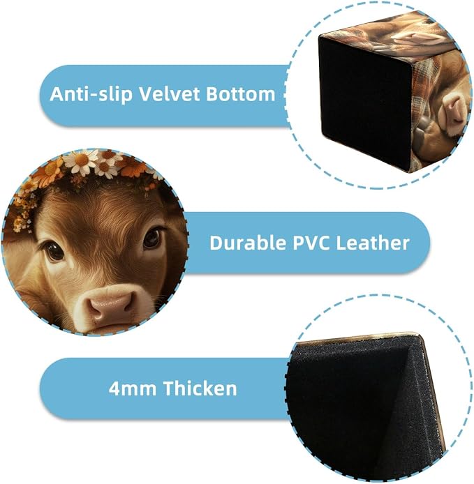 Pen Holder for Desk, Baby Cow Flowers Pencil Holder, Pen Cup Functional Desk Organizer for Office Supplies