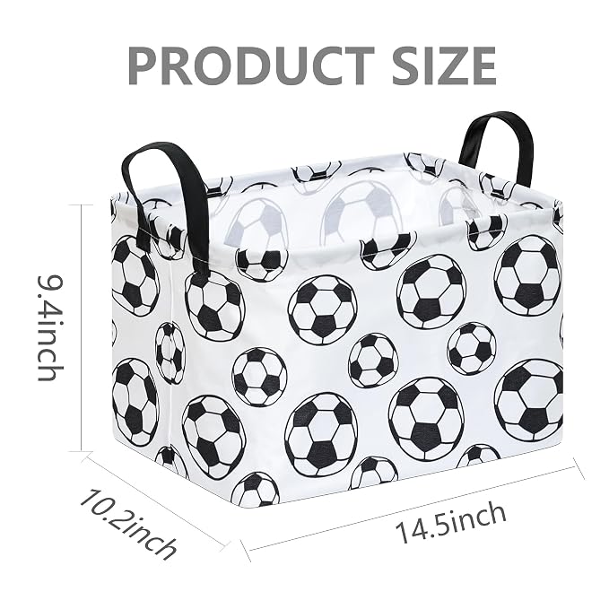 Rectangle Soccer Basket Storage Bin, Closet Baskets Foldable Box with Handles, Storage Boxes for Home Office Car Dormroom