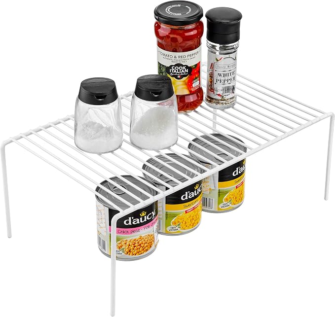 Redrubbit Large (15.7 x 9. 4 Inch) Cabinet Storage Shelf Rack, Rustproof Kitchen Counter and Cabinet Shelf, Storage Rack Organizer for Kitchen, Fridge, Cabinet, Bathroom, Set of 2