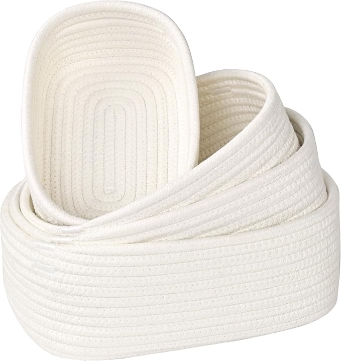 Small Baskets for Organizing, 4-Pack Storage Baskets for Shelves – Woven Basket for Nursery, Dog Toys, or Bathroom, Gift Baskets Empty