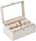Lolalet Bracelet Display Holder with Rods for Bangles Watches, Clear Lid Jewelry Organizer Box Storage Case for Women Girls -Beige, 2 Rolls