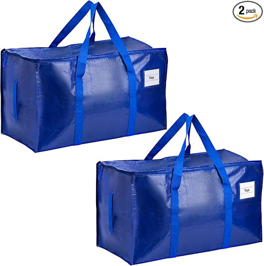 2-Pack Moving Bags, 23 Gallon Heavy Duty Waterproof Storage Totes with Reinforced Handles for Dorm & Home