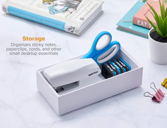 Bostitch Office Konnect Desk Organizer Accessory Tray, Wide, Stacks for Desktop Storage, White (Pack of 6)