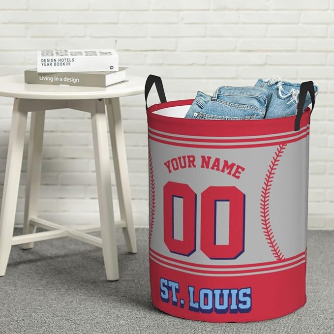 Custom Laundry Hamper Personalized Laundry Basket Customized Name And Number Collapsible Storage Basket for Bedroom Bathroom Living Room Baseball Fan Gifts