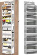 Mefirt Over The Door Organizer, 7 Tier Door Hanging Organizers with 7 Large Pockets 12 Side Pockets, Behind Door Storage Hanging Shelves for Closet Bathroom Bedroom Nursery